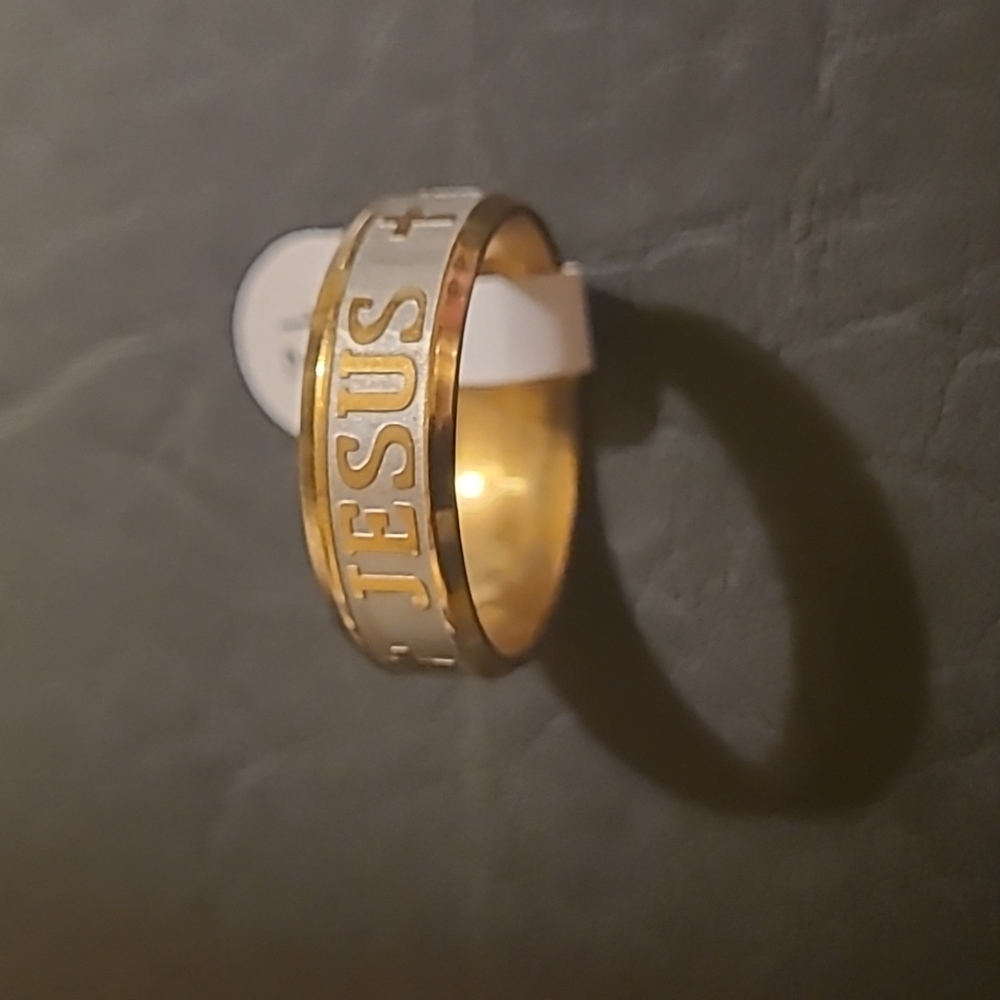 New Gold and Silver toned "Jesus" ring sizes 10 and 12..VERY NICE